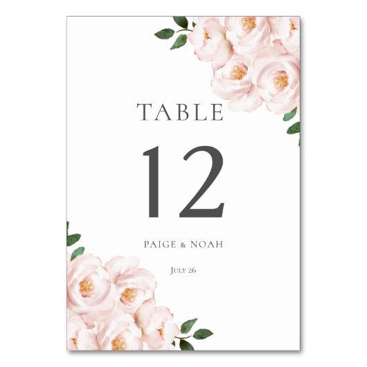 Numéro De Table Mariage Élégant Moderne Fleurs Rose Table (Par défaut)