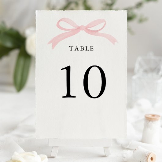 Numéro De Table Mariage Élégant Moderne Ruban Rose Pâle