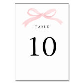 Numéro De Table Mariage Élégant Moderne Ruban Rose Pâle (Dos)