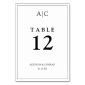 Numéro De Table Mariage Élégant Monogramme Blanc (Par défaut)