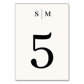 Numéro De Table Mariage Élégant Monogramme Blanc Ivoire (Dos)