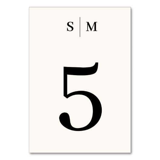 Numéro De Table Mariage Élégant Monogramme Blanc Ivoire (Par défaut)