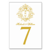 Numéro De Table Mariage Élégant Monogramme Régence Vintage (Dos)