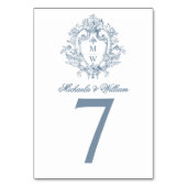 Numéro De Table Mariage Élégant Monogramme Régence Vintage (Dos)