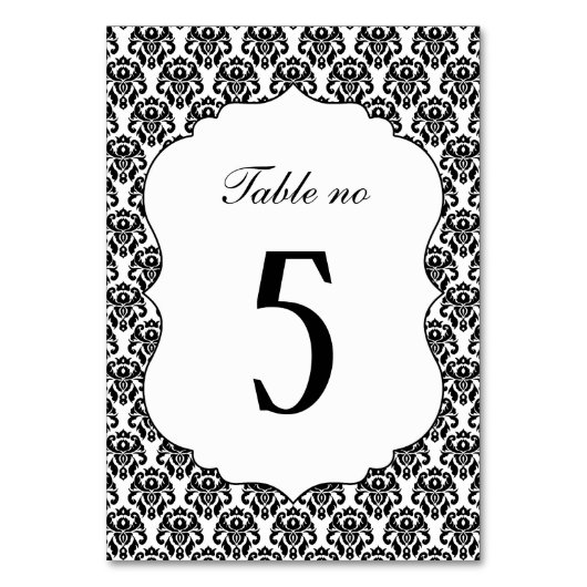 Numéro De Table Mariage élégant noir blanc damas (Par défaut)