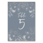 Numéro De Table Mariage Élégant Poussiéreux Bleu (Dos)