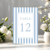 Numéro De Table Mariage élégant rayé bleu poudre