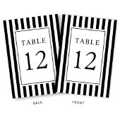 Numéro De Table Mariage élégant rayé noir et blanc