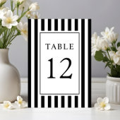 Numéro De Table Mariage élégant rayé noir et blanc