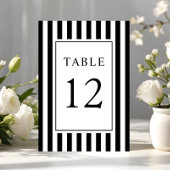 Numéro De Table Mariage élégant rayé noir et blanc