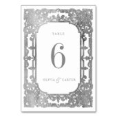 Numéro De Table Mariage élégant romantique orné d'argent (Par défaut)