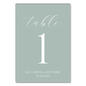 Numéro De Table Mariage Elégant Vert (Dos)