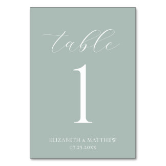 Numéro De Table Mariage Elégant Vert