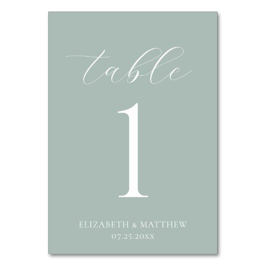 Numéro De Table Mariage Elégant Vert (Par défaut)