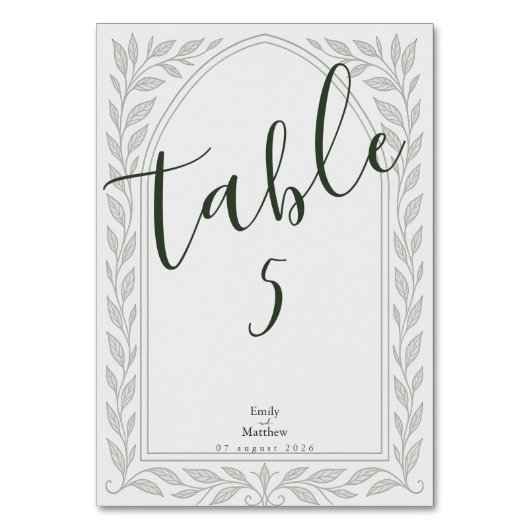 Numéro De Table Mariage Elven Silverleaf - Arche & Vine (Par défaut)