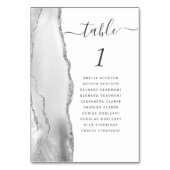 Numéro De Table Mariage en Agate Gris Blanc Argent (Dos)