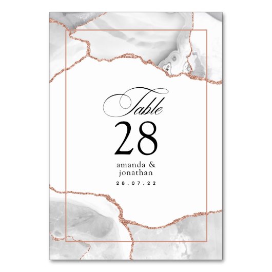 Numéro De Table Mariage en agate or blanc et rose (Par défaut)