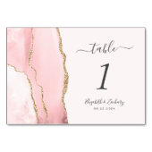 Numéro De Table Mariage en Agate Rose Doré (Dos)