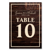 Numéro De Table Mariage en bois foncé Brown rustique (Dos)