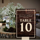 Numéro De Table Mariage en bois foncé Brown rustique
