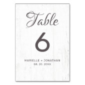 Numéro De Table Mariage en bois Patiné blanc et gris rustique (Dos)