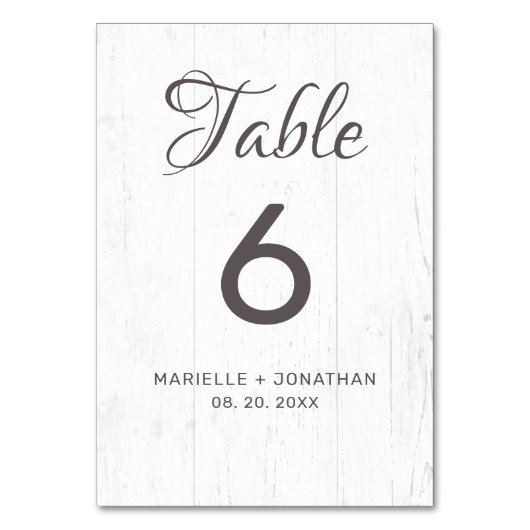 Numéro De Table Mariage en bois Patiné blanc et gris rustique (Par défaut)