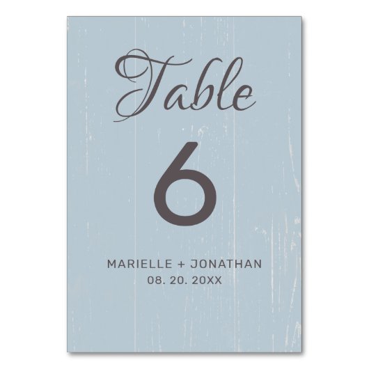 Numéro De Table Mariage en bois Patiné bleu rustique (Par défaut)
