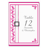 Numéro De Table Mariage en dentelle blanche rose fushia brillant (Dos)