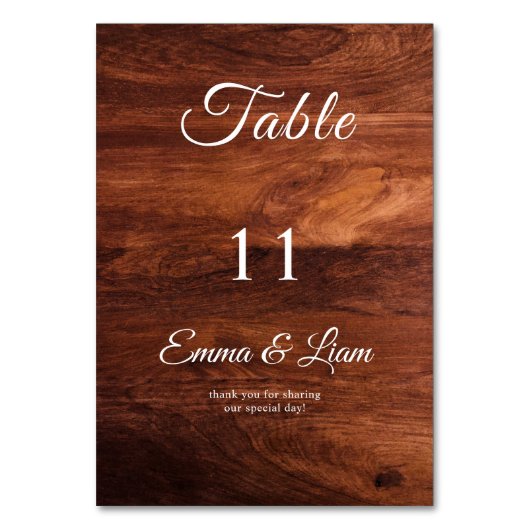 Numéro De Table Mariage en Grain de Bois de Grange Rustique (Par défaut)
