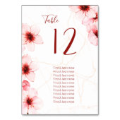 Numéro De Table Mariage en marbre cerise en fleurs (Dos)