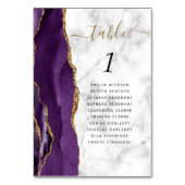 Numéro De Table Mariage en marbre d'agate d'or violet (Dos)