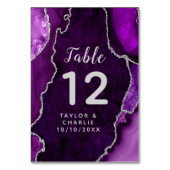 Numéro De Table Mariage en marbre gris violet et argenté (Dos)