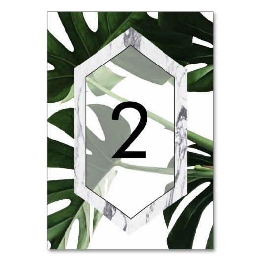 Numéro De Table Mariage en marbre tropical Monstera (Par défaut)