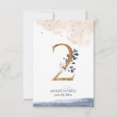 Numéro de table mariage en marine, en bleu et en o (Devant)