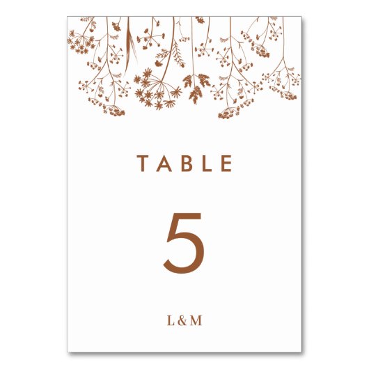 Numéro De Table Mariage en terre cuite Fleur sauvage moderne Buran (Par défaut)