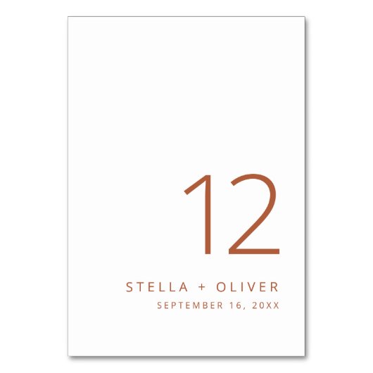 Numéro De Table Mariage en terre cuite rustique moderne (Par défaut)