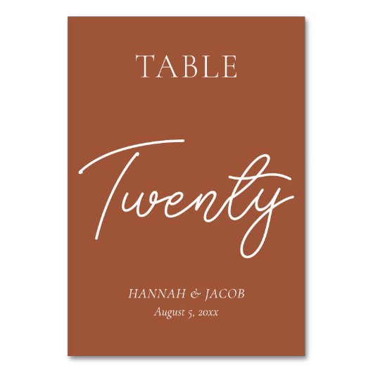 Numéro De Table Mariage en terre cuite Vingt (Dos)