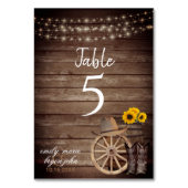 Numéro De Table Mariage en tonneau de bois avec tournesol (Dos)
