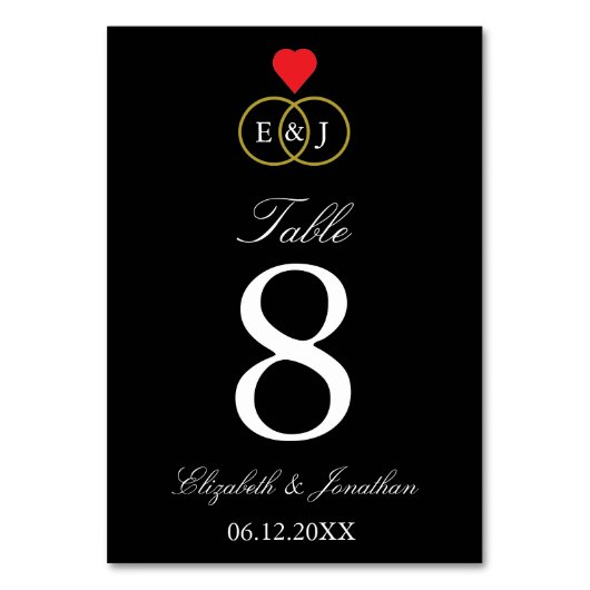 Numéro De Table Mariage Entwin Rings (Par défaut)