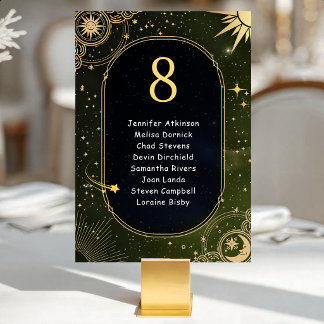 Numéro De Table Mariage Étoile Filante Olive Verte Céleste