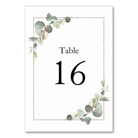 Numéro De Table mariage eucalyptus à cadre moderne (Par défaut)