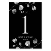 Numéro De Table Mariage Eucalyptus noir et argent (Dos)