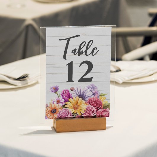 Numéro De Table Mariage Ferme Fleurie & Grange en Bois Rustique