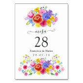 Numéro De Table Mariage Fête Espagnole Florale Aquarelle (Dos)