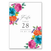 Numéro De Table Mariage Fête Florale à l'Aquarelle (Dos)