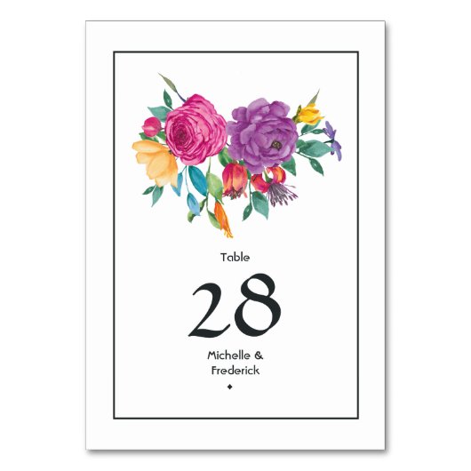 Numéro De Table Mariage Fête Florale Aquarelle (Par défaut)