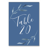 Numéro De Table Mariage Feuille bleu et blanc (Dos)