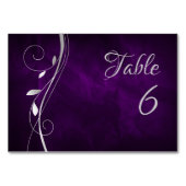 Numéro De Table Mariage Feuille d'Argent Tourbillon Violet Foncé (Dos)
