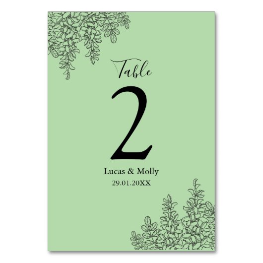 Numéro De Table Mariage Feuille de Fougère Vert Sauge (Par défaut)