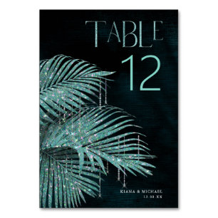 Numéro De Table Mariage feuille de joaillerie ID Turquoise830